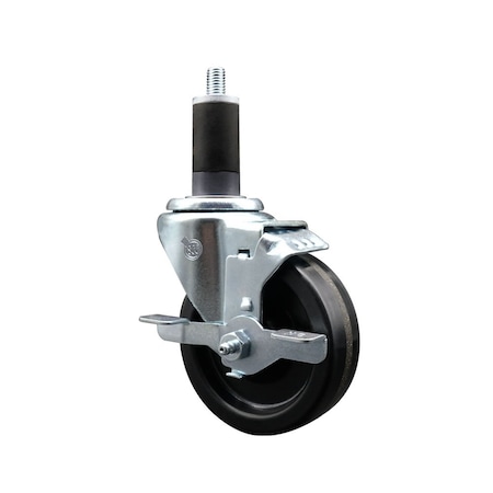 Service Caster 4'' Phenolic Swivel 1-1/4'' Expanding Stem Caster with Brake SCC-EX20S414-PHS-TLB-114